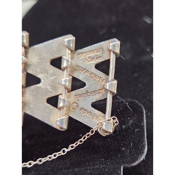 Vintage 925 Sterling Silver Link Bracelet Haglund Studio Sweden Safety Chain 52g - Picture 8 of 12